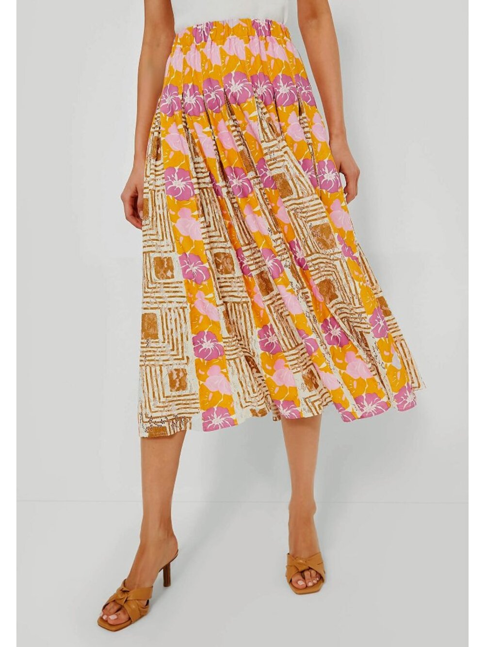 New Tuckernuck Marlow Pleated Retro Floral Midi Skirt XS $288